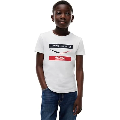 Zeitlich begrenztes Angebot: Tommy Hilfiger Kinder Unisex T-Shirt Kurzarm TH X Cadillac F1 Chevron aus Baumwolle, Weiß (White), 4 Jahre von 29.90 € auf 29.90 € (0.00% Rabatt)