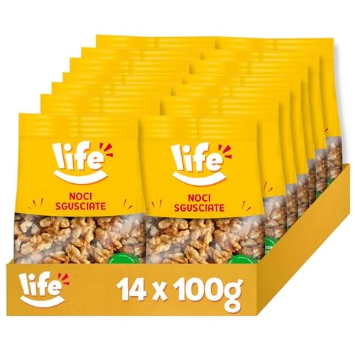 Offerta a tempo: LIFE Noci Sgusciate - Frutta Secca, Snack in Pratico Sacchetto, Vegano 100% Naturale, Formato Convenienza 14 x 100g - 0.00% da 18.63 € a 18.63 €