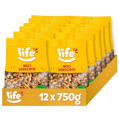 Offerta a tempo: LIFE Noci Sgusciate - Frutta Secca, Snack in Pratico Sacchetto, Vegano 100% Naturale, Formato Convenienza 12 x 750g - 0.00% da 50.04 € a 50.04 €