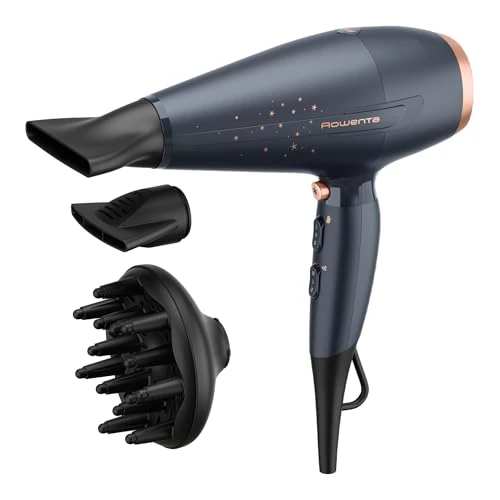 Rowenta Pro Power+ Stellar Hair Dryer, Sèche-cheveux avec moteur AC pour performances de salon, technologie ionique, avec 2 becs et diffuseur pour hérissons, CV7231