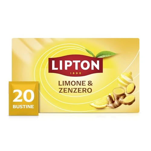 Offerta a tempo: Lipton Tisana Limone e Zenzero Frutta Senza Caffeina, 20 Filtri - 23% da 2.59 € a 1.99 €