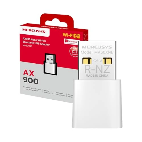 Limited offer: MERCUSYS MA60XNB AX900 USB Nano Wi-FI 6 Adapter and Bluetooth 5.3, Dual Band 600 on 5Ghz and 287Mbps on 2.4Ghz, Ultra Compact Size 26.9×16.1×7.6mm, WPA3 Security from 12.99 EUR to 8.99 EUR (save 31%)