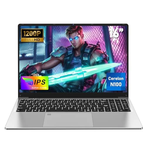 Offre limitee: NAIKLULU 16 Pouces Ordinateur Portable N100 Processor(1,0 à 3,4GHz), RAM 16GB SSD 1TB Pc Portable Gamer Laptop 2025 Computer, 1920X1200P/Clavier Complet Rétroéclairé/Webcam/6000Mah de 389.99 EUR a 389.99 EUR (economie 0%)