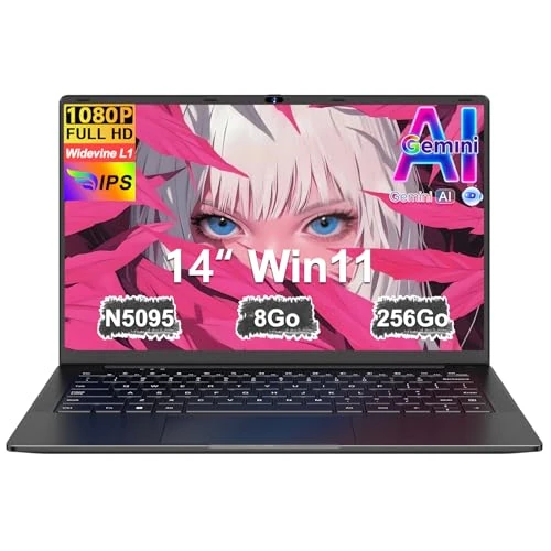 Offerta a tempo: Pc Portatile 14 Pollici Win11 Notebook Celeron N5095 Upto 2,9 GHz Laptop 8GB RAM 256GB SSD TF 1TB LPDDR4 5G WiFi 1920*1080 FHD USB 3.0 Laptop QWERTY Tastiera Film Italiana - Nero Corpo in Metallo-2 - 70% da 899.99 € a 269.99 €