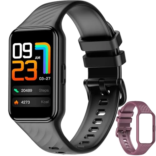 Baolubao Smartwatch Damen Herren, 1.47'' HD Display, Leichtgewichtig Fitnessuhr, FitnessTracker mit 100+ Sportmodi,Puls-SpO2-Schlaf-monitor,Schrittzähler,Wasserdicht Uhr für Android iOS (2 Armbändern)