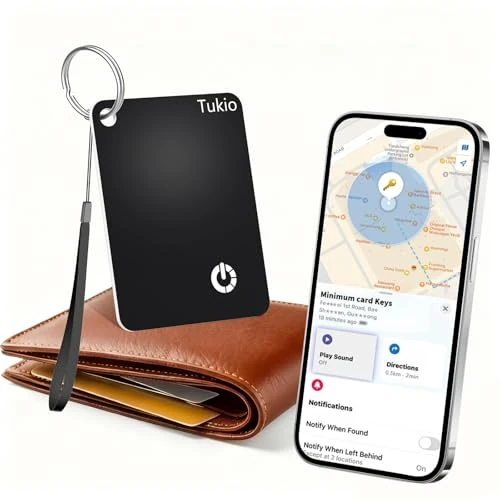 AirTag Card, Wallet Tracker Card Compatibile Apple Dov'è (solo iOS), Buletooth localizzatore IP68 Resistente, Smart Tag per Valigie, Portafoglio, Borse, Bagagli, Passaporto, Nero 1Pezzi