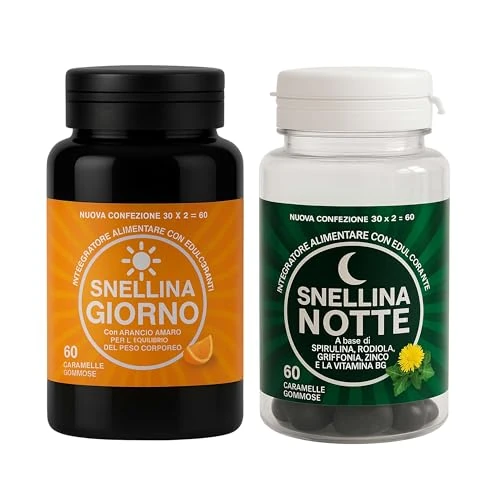 Offerta a tempo: Snellina Giorno & Notte Dimagrante Donna – Integratore Brucia Grassi Potente Veloce | Drenante Forte Metabolismo e Controllo Fame | Caramelle Gommose Naturali con Arancio Amaro, Griffonia e Rodhiola - 0% da 29.90 € a 29.90 €