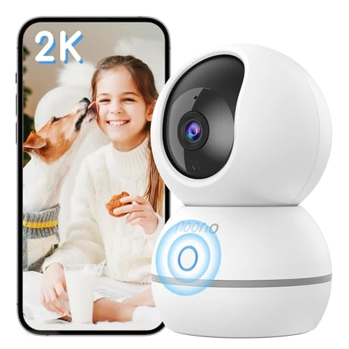 Noorio Cámara de vigilancia de 4 MP para Interiores, visión Nocturna, Monitor de bebé, detección de Personas y Movimiento, Llamada con un Clic, Audio de 2 vías para bebés/Mascotas, WiFi CS201 de 2,4