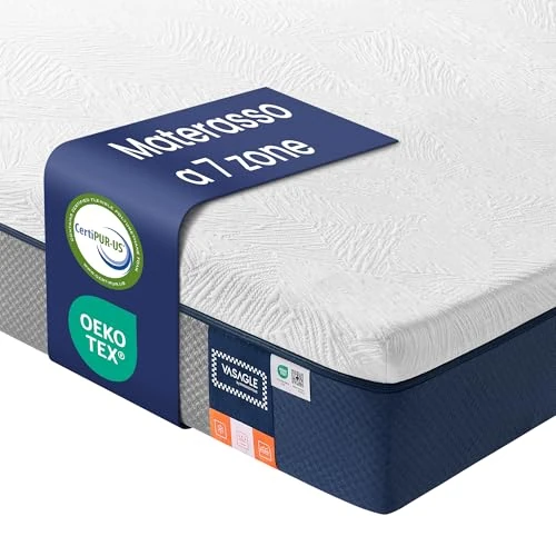 Offerta a tempo: VASAGLE Materasso 160 x 190 cm, Materasso Matrimoniale, Memory Foam con Gel, Rigidità Media, 7 Zone, Rivestimento Traspirante Rimovibile e Lavabile in Lavatrice, 20 cm di Spessore, Blu RMZ129QZ01 - 15% da 139.99 € a 118.99 €