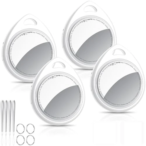 Offerta a tempo: QCOQ® Tags 4 Pezzi Bianco, Smart Tracker Bluetooth Compatibile con Apple Dov’è App (solo iOS), Localizzatore Chiavi fino a 100dB con Batteria Sostituibile per Chiavi/Bagagli/Valigie/Portafogli - 60% da 24.99 € a 9.99 €