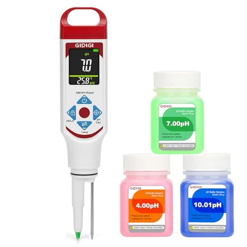 pH-meetinstrument voor fermentatie met pH-kalibratiekits, kleurendisplay, speerpunt, pH-levensmiddeltester met ATC voor cosmetica, zuurdeeg, professionele pH-teststrips