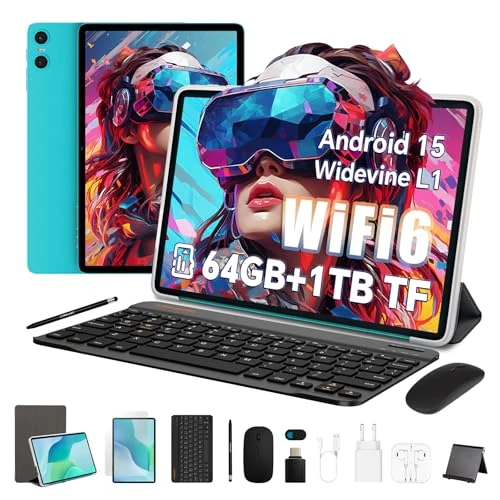 Oferta limitada: TECLAST P33 Tablet 10 Pulgadas Android 15, 64GB+3TB TF, 2GHz Octa-Core, Widevine L1/WiFi 6/Bluetooth 5.4/3.5mm Jack/Tablet Teclado+Lápiz+Funda+Auriculares, 2026 de 79.99 EUR a 79.99 EUR (ahorro 0%)