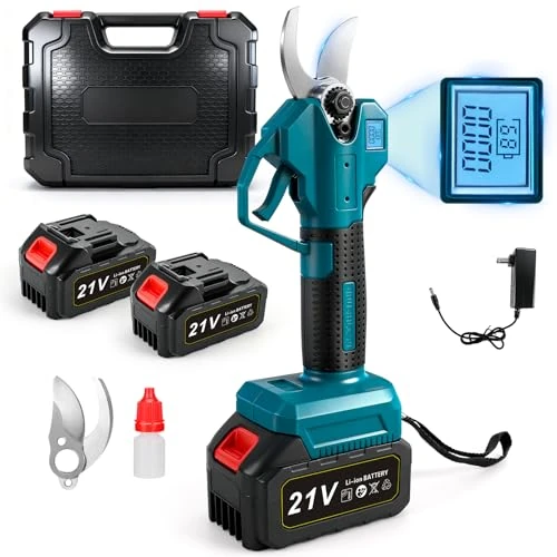 Offerta a tempo: Forbici Potatura a Batteria 30 mm, con 2× 2000mAh Batterie, sega per rami elettrici con display LCD, Motore Senza Spazzole, Lama di Ricambio per Facile Potatura di Giardino e Albero - 0.00% da 45.98 € a 45.98 €