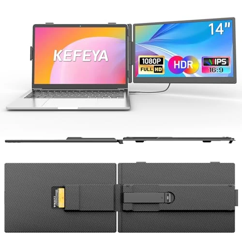 Oferta limitada: KEFEYA Monitor Portatil 14” FHD 1080P IPS Extensor Pantalla Portatil, Doble Pantalla para Portatil, Laptop Screen Extender Plug & Play para Windows, Mac, Android, PS5 para Laptops 13-17.3" de 169.99 EUR a 169.99 EUR (ahorro 0%)