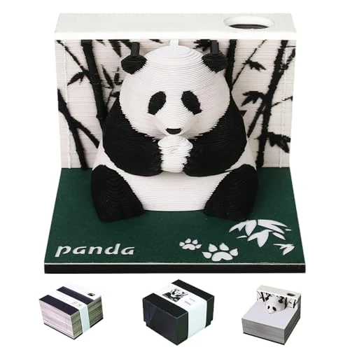 Mineup Calendario 3D 2026, Panda Blocco Note 3D a Strappo, Calendario Da Scrivania Con portapenne, Calendario a strappo 2026, Decorazione per la Decorazione Della Scrivania