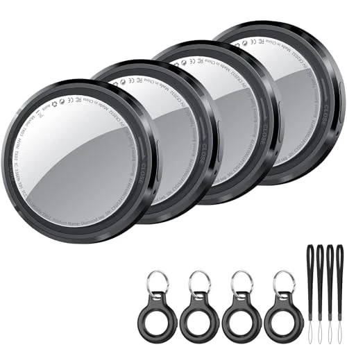 Oferta limitada: Smart Air Tracker Tag 4 Pack, Buscador de Objetos Bluetooth Funciona con Buscar Apple (sólo iOS), Localizador Bluetooth, Rastreador para Llaves, Cartera, Equipaje, Mochila, Batería Reemplazable, Negro de 59.99 EUR a 24.99 EUR (ahorro 58%)