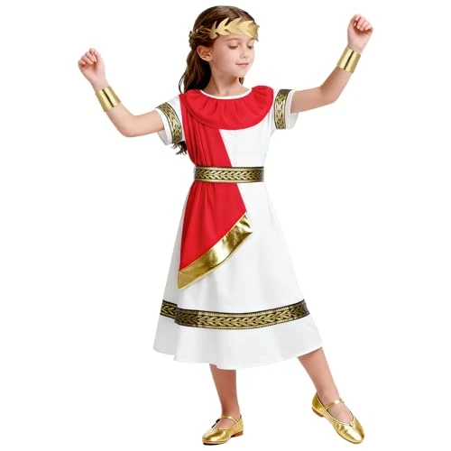 Offre limitée : BSBUY Costume Empereur Romain pour Enfant Fille, Deguisement Centurion Romain avec Coiffe et Ceinture, Deguisement Legionnaire Romain Déguisement de Dieu Grec Enfants, Costume Carnaval Enfant de 10.99 € à 10.99 € (0.00% de remise)
