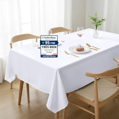 Offre limitée : Utopia Kitchen Nappe Rectangulaire - 150 x 300 cm (Lot de 1, Blanc) Lavable en Machine Housse de Table, Idéal pour Les Fêtes, Les événements, Les Mariages et Les Restaurants (59 x 118 Pouces) de 23.99 € à 23.99 € (0.00% de remise)