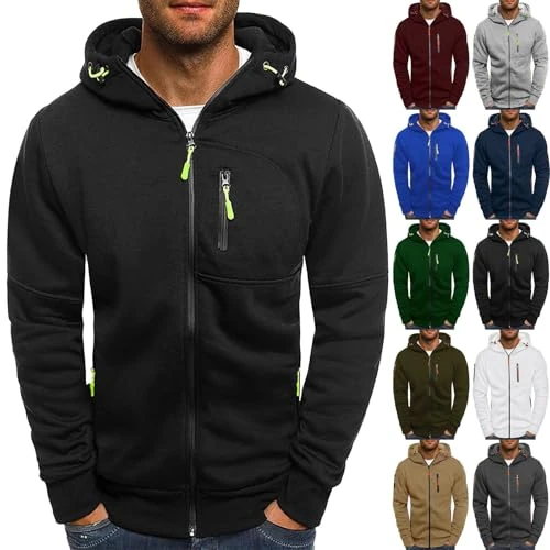 Generico Men's Hooded Sweatshirt Long Sleeve Drawstring Solid Color Casual Elephant Sweatshirt, Black, M