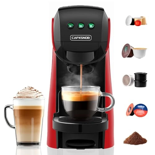 Zeitlich begrenztes Angebot: Warriors1 5-in-1 Kaffeemaschine Kapselmaschine für Nespresso, Dolce Gusto, Lavazza A Modo Mio, Espresso Point Kapsel und Kaffeepulver, 20 bars, 0,82 L, Automatische Kaffeemaschine für Zuhause und Büro von 129.99 € auf 110.49 €