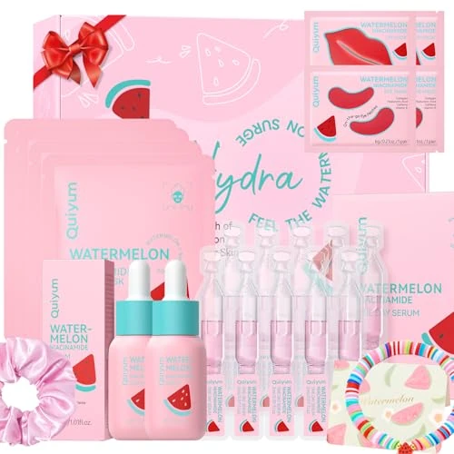 Offerta a tempo: QUIYUM Set Skincare Viso Anguria Niacinamide, Kit Regalo 12 Pezzi Ragazza - 36% da 21.79 € a 13.99 €
