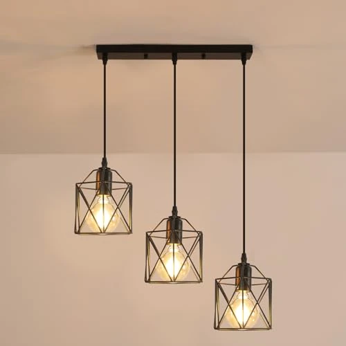 Offerta a tempo: DELIPOP 3 Luci Lampadario a Sospensione Vintage, E27 Lampada da Soffitto - 0.00% da 39.99 € a 39.99 €