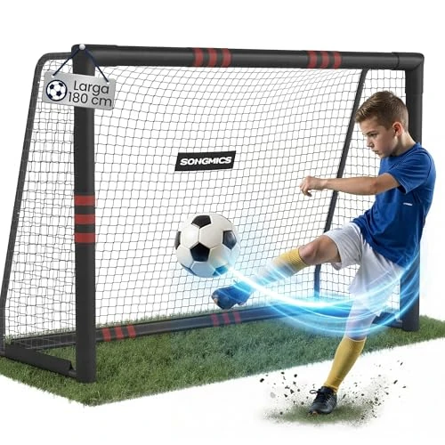 Offre limitée : SONGMICS But de Football, pour Tous Les Âges, Tubes en Acier, Filet en PE, Extérieur, Jardin, Plage, 85 x 240 x 160 cm, Mousse de Protection, Noir SZQ240RZ02 de 99.99 € à 55.99 € (44.0% de remise)