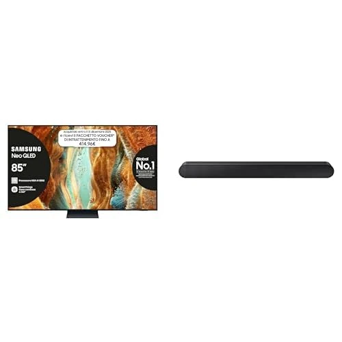 Samsung Smart TV 85'' QE85QN74FATXZT Neo QLED 4K Mini LED, NQ4 AI Gen2 Processor, 4K AI Upscaling, Tecnologia Quantum Matrix Slim, OTS Lite, AirSlim Design, 2025 + Soundbar HW-S50B/ZF Q-Symphony