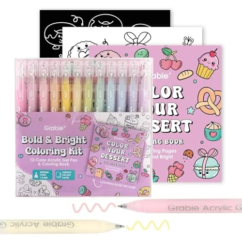 Oferta limitada: Kit de Colorear Grabie, Juego de Bolígrafos de Gel Acrílico con Libro de Colorear, Bolígrafos de Gel Opacos de Punta Mediana de 1.0mm para Libros de Colorear para Adultos, Dibujo, Diario, Planificador de 19.99 € a 16.14 € (ahorro 19%)