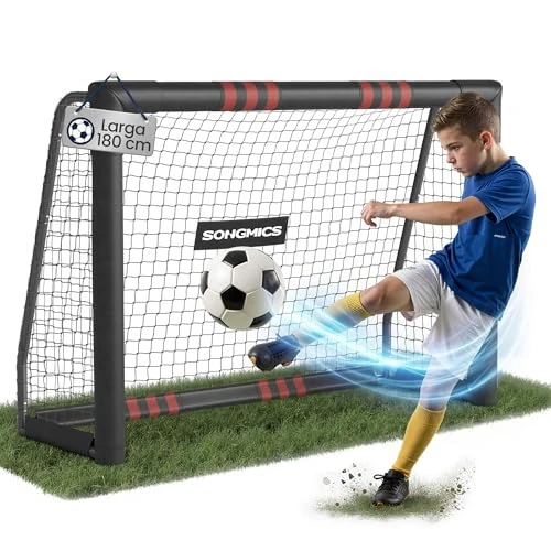 Oferta limitada: SONGMICS Portería de Fútbol, para Todas Las Edades, de Acero, Red de PE, para Exterior, Jardín, Playa, 60 x 180 x 120 cm, Revestida de Espuma, Negro SZQ180RZ02 de 69.99 € a 51.79 € (ahorro 26%)