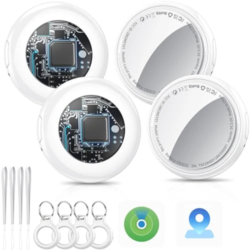 Offerta a tempo: Air Tracker Tags 4 Pack Bianco, Smart Air Tracker Localizzatore Funziona con Apple Dov'è App (solo iOS),5.3 Bluetooth Tracker Trova Oggetti per Chiavi,Bagagli,Valigie, AirTag Batteria Sostituibile - 38% da 39.99 € a 24.99 €