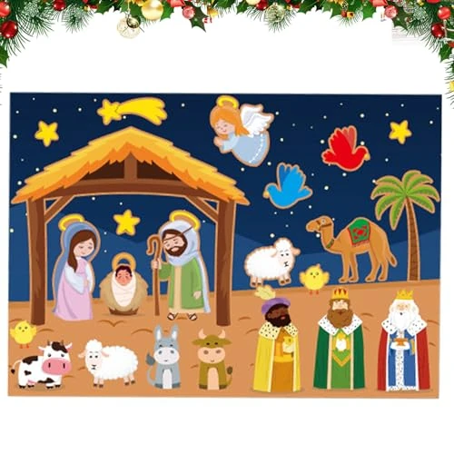 Generico Zachte kribbe, educatief speelgoed, grappig, seizoensgebonden tentoonstelling, kerstproject van vilt, voor gezinnen, kinderen, ouders, verzamelaars, kunsthandwerk, Kerstmis, binnen