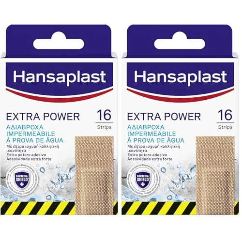 Offerta a tempo: Hansaplast Cerotti Extra Power 16 Pezzi, Extra Potere Adesivo (Confezione da 2) - 53% da 7.88 € a 3.72 €