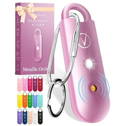 Vantamo Alarma Personal para Mujeres 130dB con Doble Altavoz, Luz Estroboscópica Potente e Indicador De Batería Baja, Llaveros Dispositivo de Autodefensa Personal Compacto
