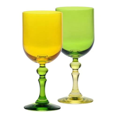 Oferta limitada: Krosno – Copas de Vino Tinto y Blanco de Colores, Mocktails y Agua – 2 x 300 ml – Colección Bubble – Verde y Naranja – Cristal sin Plomo – Pintadas a Mano de 35.21 EUR a 29.93 EUR (ahorro 15%)