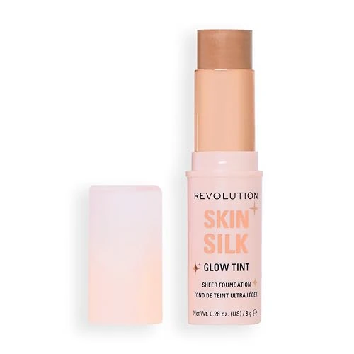Offerta a tempo: Revolution Skin Silk Glow Tint Stick Fondotinta Leggero – Pelle Luminosa, Nasconde le Imperfezioni e Leviga le Linee Sottili, Tonalità Medium Tan Neutral, 8g - 43% da 9.99 € a 5.70 €