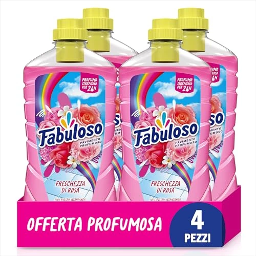 Offerta a tempo: Fabuloso Detersivo Pavimenti Freschezza di Rosa 950ml | Detergente Multiuso | 100% Pulizia Istantanea | Profumo per 24 ore | Formula Biodegradabile al 98% | 99% Ingredienti di Origine Naturale - 46% da 9.96 € a 5.40 €