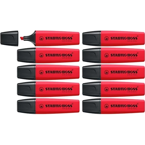 Offre limitée : STABILO BOSS ORIGINAL - Surligneur - Lot x 10 surligneurs fluo - Vrai rouge de 8.16 € à 8.16 € (0.00% de remise)