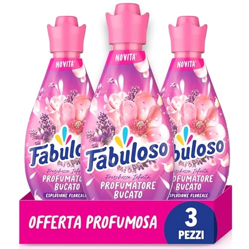 Offerta a tempo: Fabuloso Profumo Liquido per Bucato Freschezza Infinita Esplosione Floreale 730 ml, 4 volte freschezza più duratura*, Freschezza da Mattino a Sera, Efficace nei cicli brevi e a freddo - 53% da 17.97 € a 8.49 €