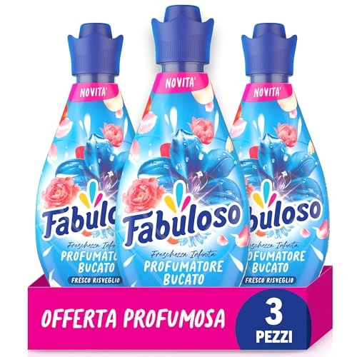 Offerta a tempo: Fabuloso Profumo Liquido per Bucato Freschezza Infinita Fresco Risveglio 730 ml, 4 volte freschezza più duratura*, Freschezza da Mattino a Sera, Efficace nei cicli brevi e a freddo (Confezione da 3) - 66.67% da 8.97 € a 2.99 €