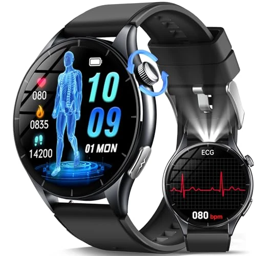 Offre limitee: Marsyu Montre Connectée 𝐄𝐂𝐆/𝐇𝐑𝐕/Acide Urique,1,56" AMOLED Smartwatch avec Appel Bluetooth, Fréquence Cardiaque 24H Pression Artérielle SPO2 Sommeil Montre Intelligente Fitness (Noir Jais) de 79.99 EUR a 79.99 EUR (economie 0%)