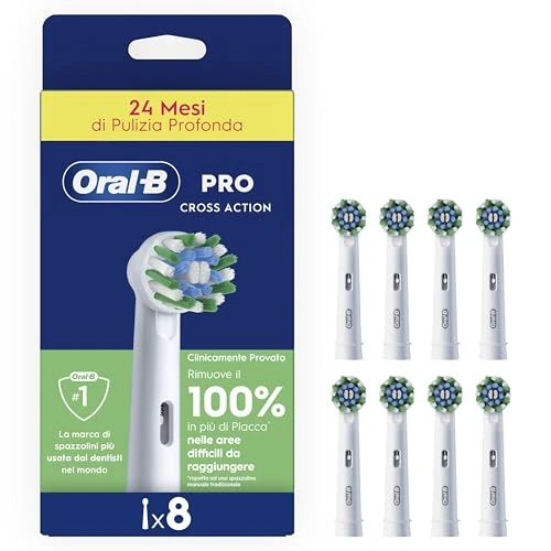 Offerta a tempo: Oral-B Testina Di Ricambio PRO Cross Action Bianca, Confezione Da 8 Testine - 45% da 39.99 € a 21.98 €