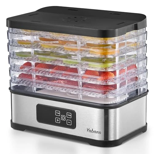 Tijdelijke aanbieding: Voedseldroger met digitale timer en temperatuurregeling, 250 W, elektrische voedseldroger met 5 tablets, BPA-vrij, voedseldroger voor fruit, vlees, groenten, kruiden en hondensnacks van 53.78 EUR naar 53.78 EUR (korting 0%)