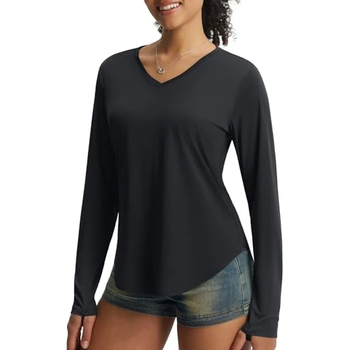 Oferta limitada: baleaf Camiseta deportiva de manga corta para mujer, camiseta UV UPF 50+, ligera, transpirable, camiseta deportiva para fitness, exterior, Negro , XL de 6.99 € a 6.99 € (ahorro 0.00%)
