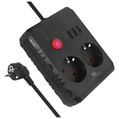 Oferta limitada: Maclean MCE387/8 Regleta | 2 Tomacorrientes 3xUSB 2500W | Cable Compacto con enchufes angulares de 45° | Interruptor Iluminado para Montaje en Pared (Negro, 3 m) de 10.23 € a 9.18 € (ahorro 10%)