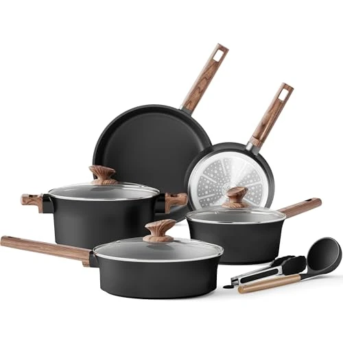 Offerta a tempo: Kitchen Academy Set di Pentole e Padelle a Induzione in Ceramica 10 PC Nero - 30% da 99.99 € a 70.29 €