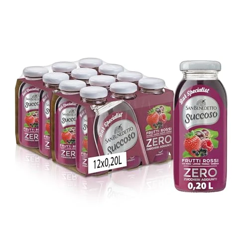 Offerta a tempo: San Benedetto, Succoso Zero Bar Specialist Frutti Rossi, 12x200 ml, Bevanda a base frutta Leggera e Dissetante, Senza Zuccheri aggiunti - 0.00% da 13.07 € a 13.07 €