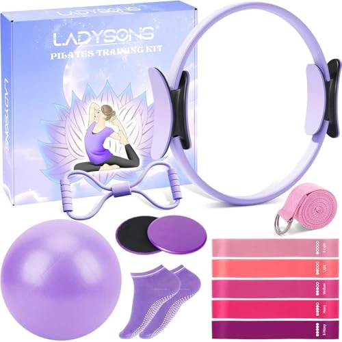 Limited-time offer: Pilates Ring Set - Pilates Essential Kit with 32 cm Magic Circle, Pilates Ball, Pilates Bänder, Sliding Disks & Training Posters etc. Home Fitness Equipment Accessories from 32.21 £ to 32.21 £ (save 0.00%)