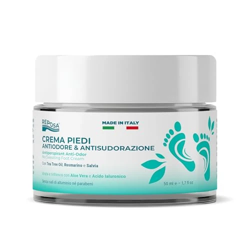Oferta limitada: REPOSA - Crema Desodorante Pies en Gel Contra el Sudor y el Mal Olor, Crema Pies Antiolor y Antihidrosis con Áloe Vera Gel, Tea Tree Oil y Ácido Hialurónico, Astringente Refrescante e Hidratante, 50ml de 13.00 EUR a 13.00 EUR (ahorro 0%)