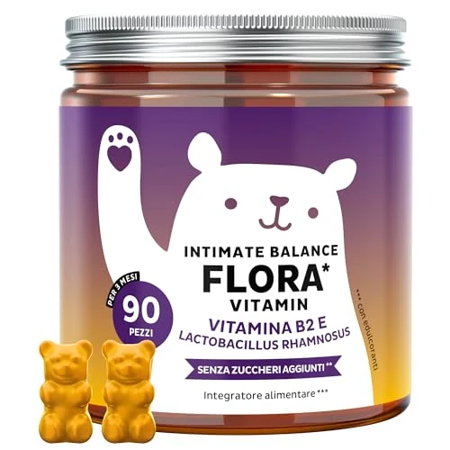 Offerta a tempo: Intimate Balance Flora Vitamin – Benessere Intimo – con Vitamina B2 (Riboflavina) e Vitamina C – 90 pezzi (3 mesi) – Multivitaminico Donna – Senza zuccheri aggiunti, Vegan – Bears with Benefits - 15% da 49.90 € a 42.40 €